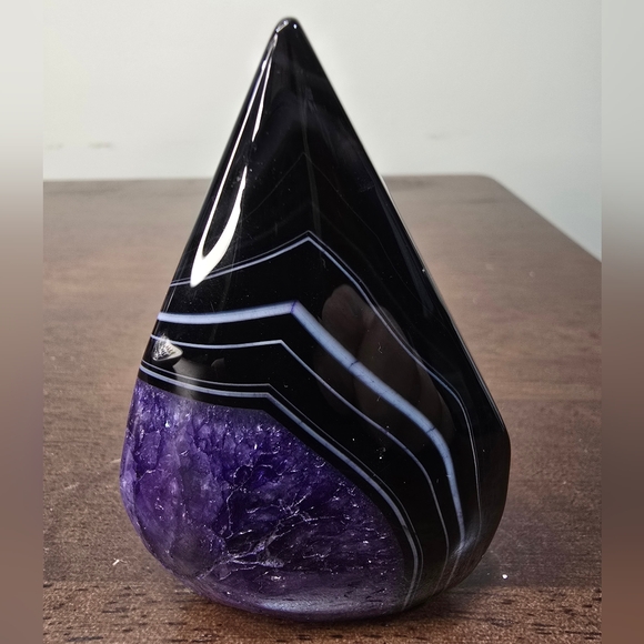 Other - Purple and Black Agate Crystal Teardrop Freeform